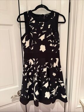 Banana Republic Black and White Floral-Print Mini Dress